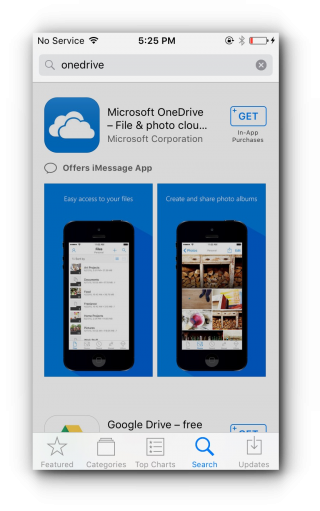 onedrive on iphone