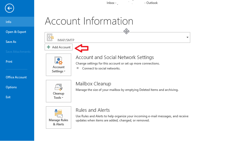 add email account in outlook 2016